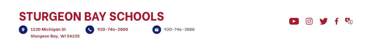 the contact information and links in the footer
